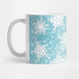 Sparkle Snowflake Pattern Design in Pastel Blue Background Mug